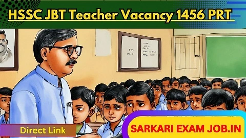 HSSC JBT Teacher Vacancy 1456 PRT Haryana 2024